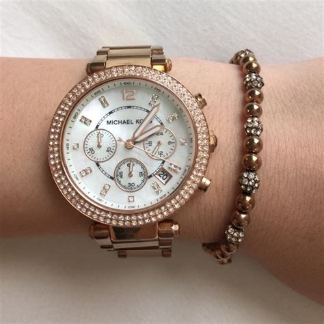 rose gold chain watch michael kors|michael kors parker chronograph watch.